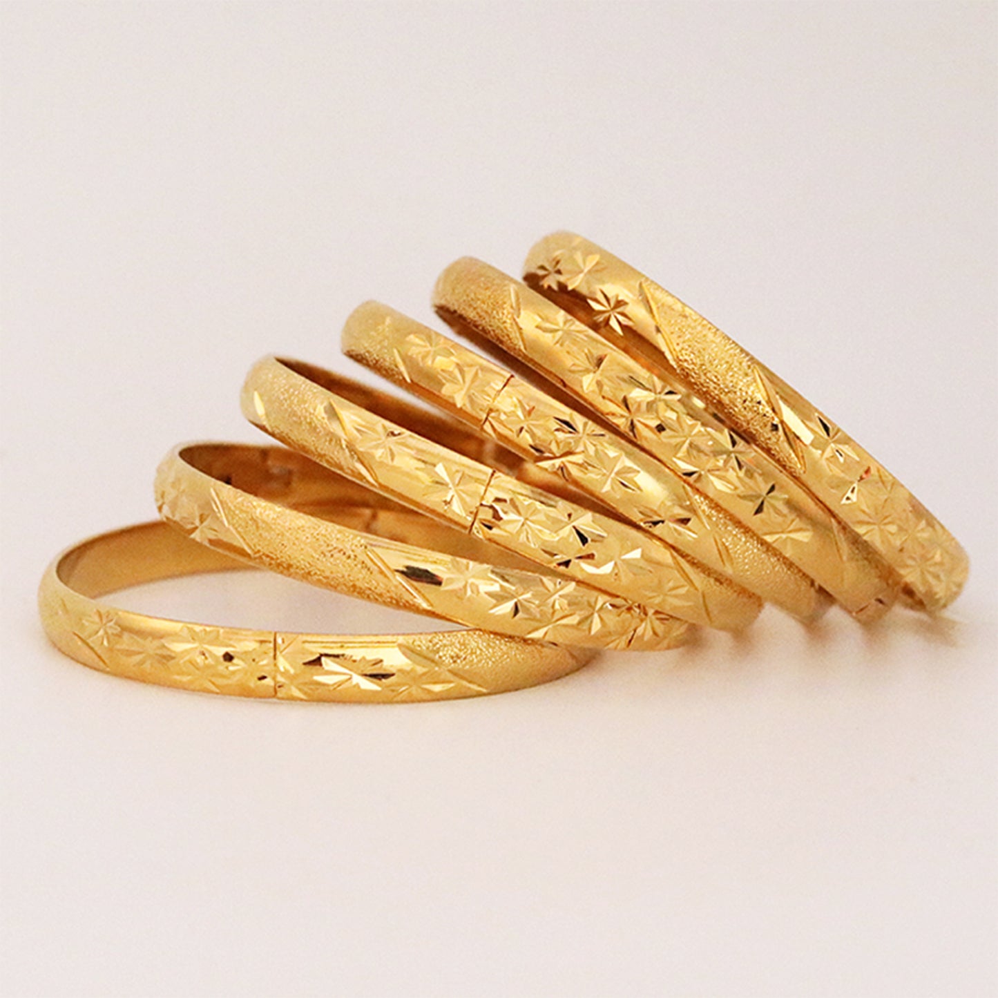 6Pcs/Lot Shkorina Gold Bangles For Women Bracelet Habesha Jewelry