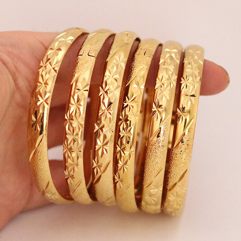 6Pcs/Lot Shkorina Gold Bangles For Women Bracelet Habesha Jewelry