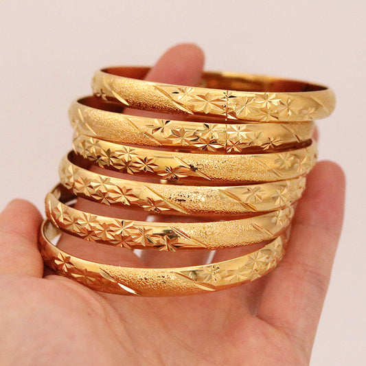 6Pcs/Lot Shkorina Gold Bangles For Women Bracelet Habesha Jewelry