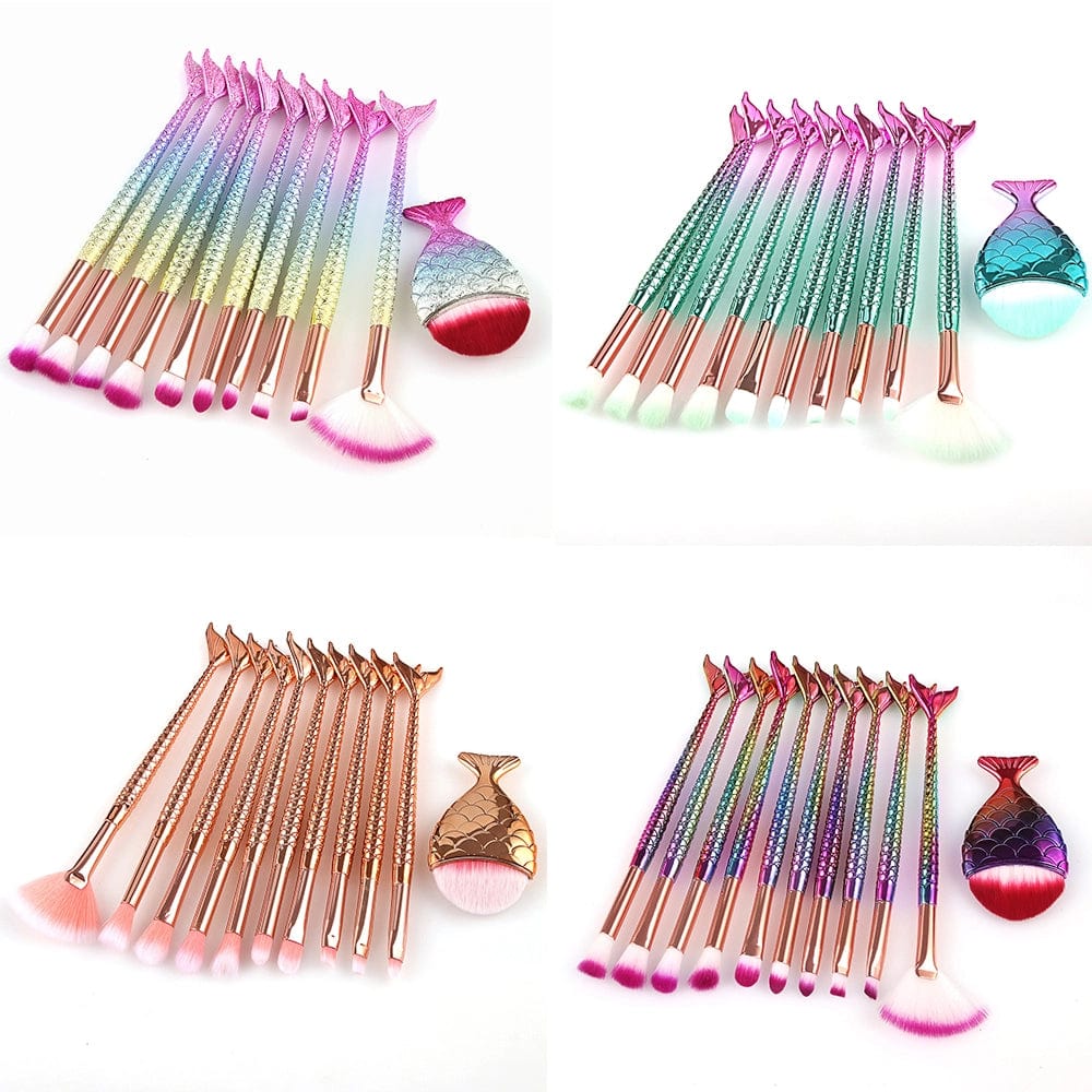 11pcs Makeup Brushes Set Fish Tail