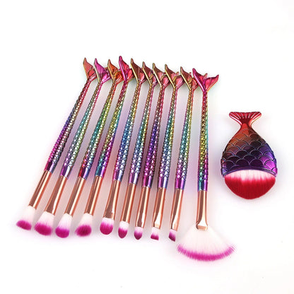 11pcs Makeup Brushes Set Fish Tail