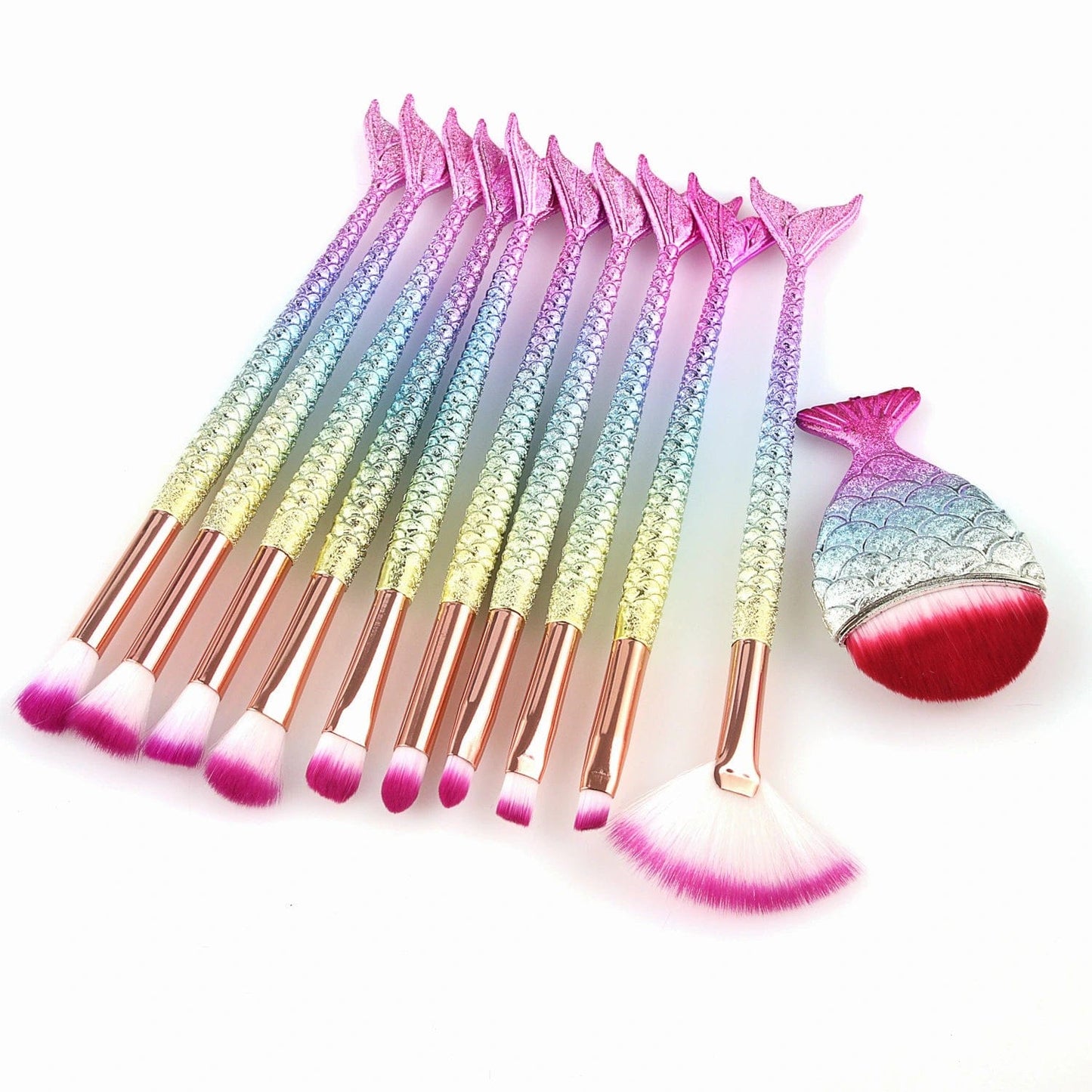 11pcs Makeup Brushes Set Fish Tail