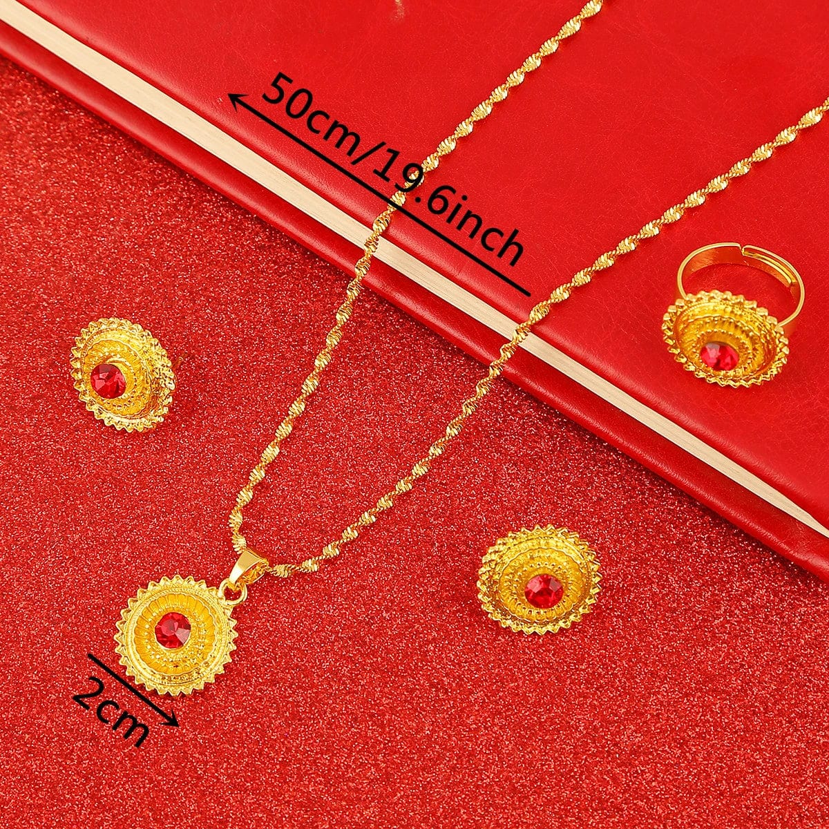 24K Gold Habesha Trendy Earrings Pendant Ring