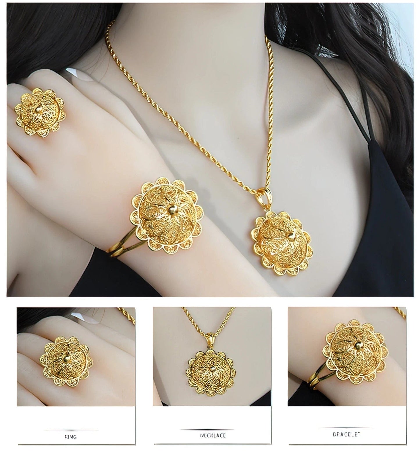 24K Gold Plated Habesha Bridal Jewelry Sets