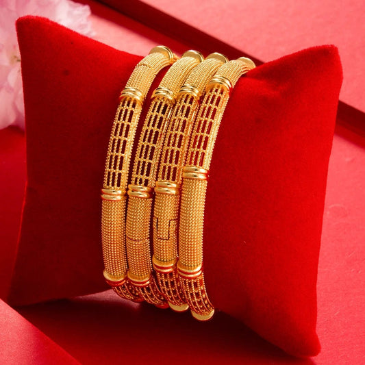 4pcs Gold Bangles For Women Wedding Holiday Bracelet