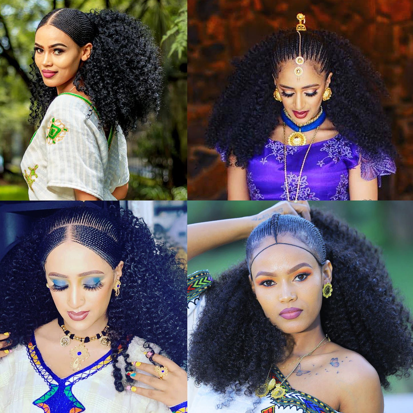 3PCS Kinky Curly Weave Habesha Hair Style Extension