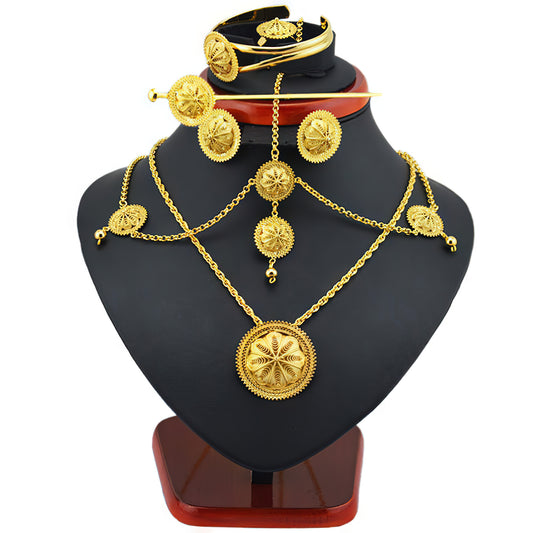 Shkorina Best Quailty Habesha jewelry sets Gold 6pcs