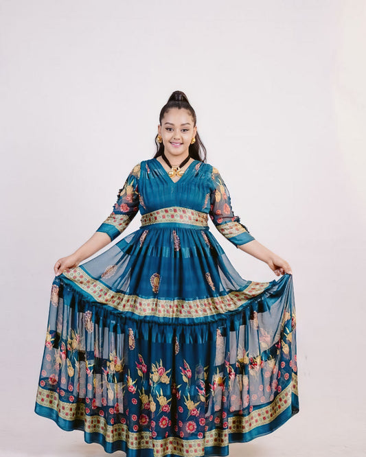 Shkorina Habesha Chiffon Ethiopian Dress Chiffon Eritrean Dress Shifon #020