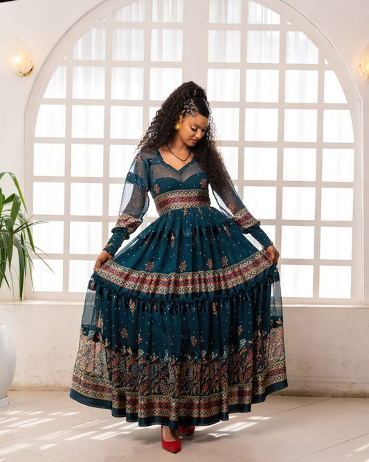 Shkorina Habesha Chiffon Ethiopian Dress Chiffon Eritrean Dress Shifon #025