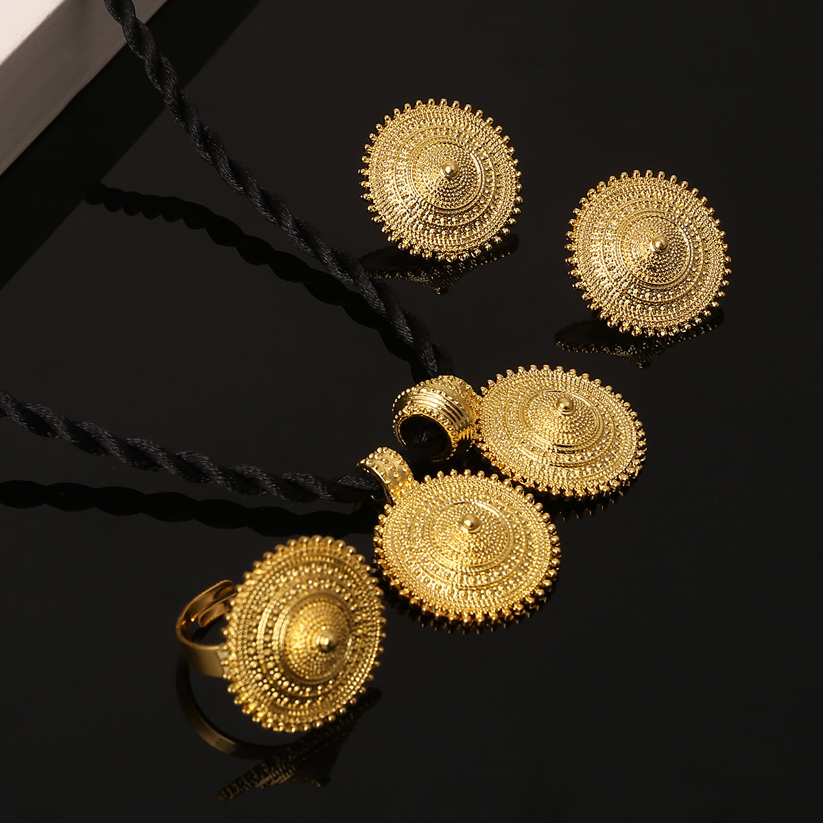 Shkorina Habesha Fashion Gold Farbe Halskette Anhänger Ohrringe Ring Schmuck-Set