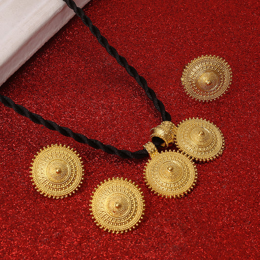 Shkorina Habesha Fashion Gold Color Necklace Pendant Earrings Ring Jewelry Set