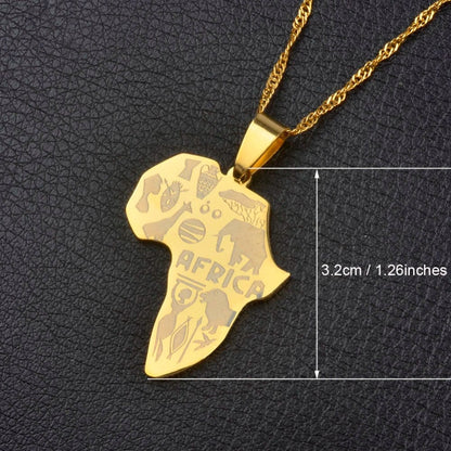 Africa Map Pendant Necklace