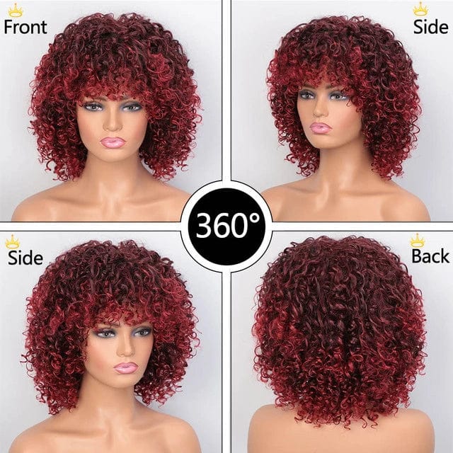 Afro Kinky Curly Wig Short Wigs with Bangs