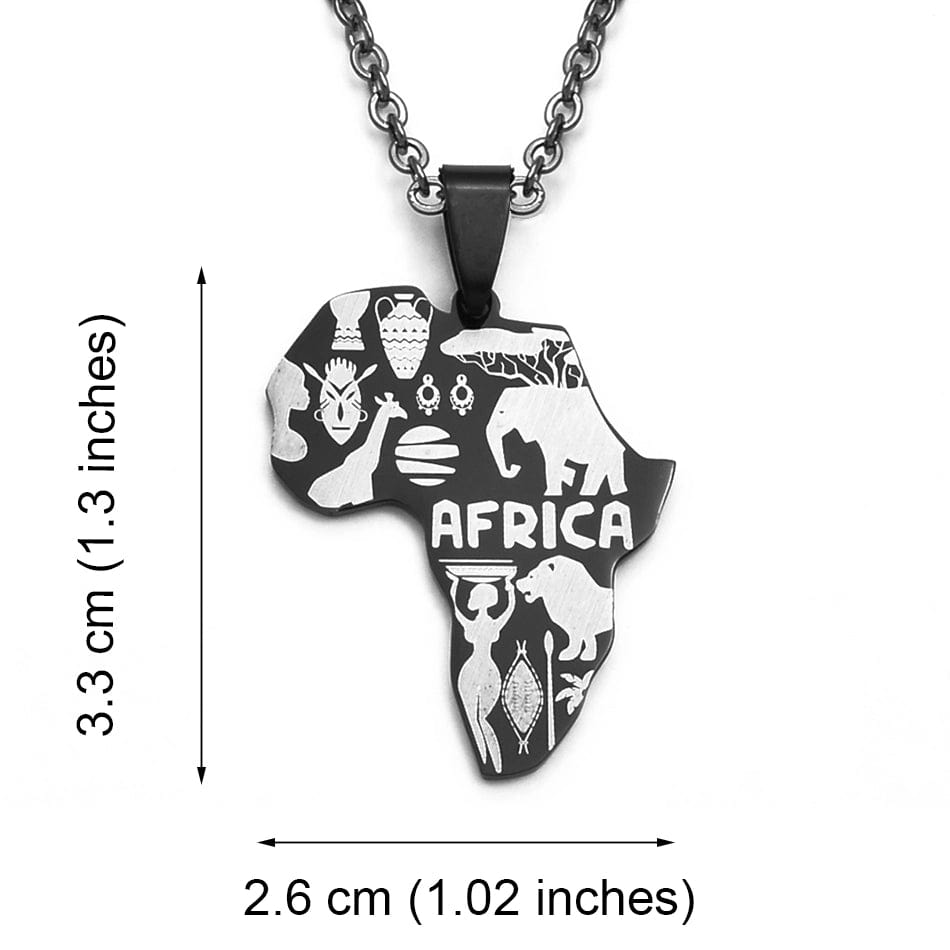 Black Color Map of Africa Pendants & Necklace