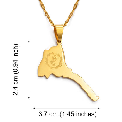 Eritrean Map & Flag Pendant and Thin Necklace