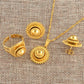 Ethiopian And Eritrean Habesha Small set Jewelry Necklace Earrings Ring Gold Color