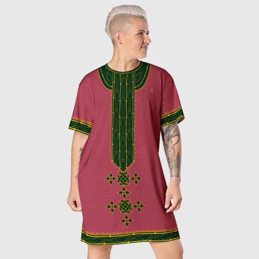 Ethiopian And Eritrean Modern Habesha Style Long Dress Hippie Pink