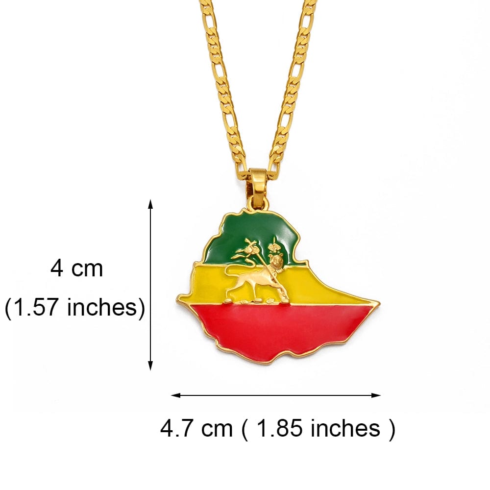 Ethiopian Map Flag Pendant Necklace