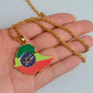 Gold Color Ethiopia Map Flag Pendant Necklace