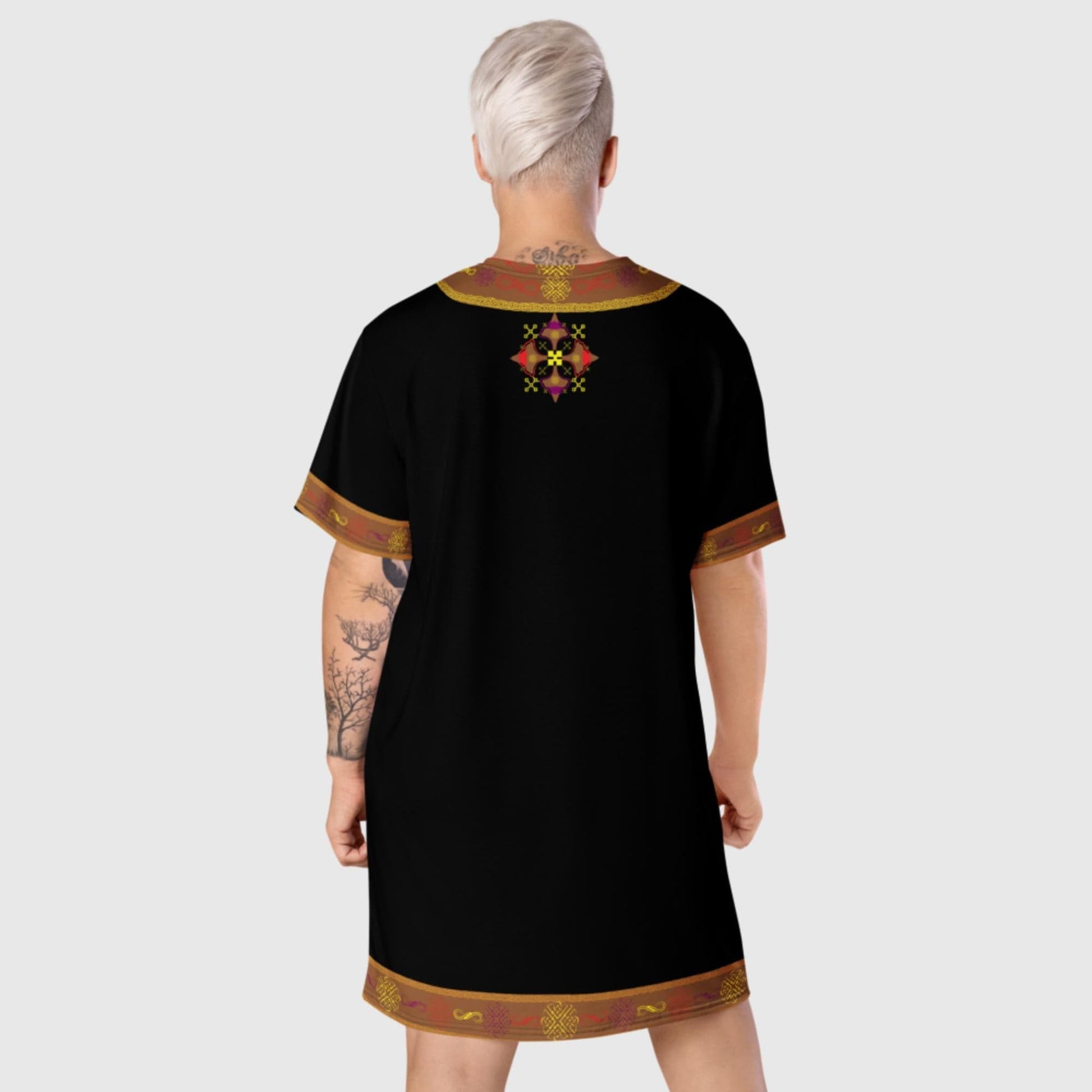 Habesha Modern Style T-shirt Dress Black