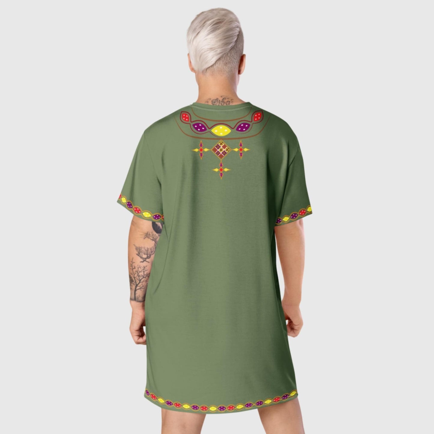 Habesha Modern Style T-shirt Dress Camouflage Green