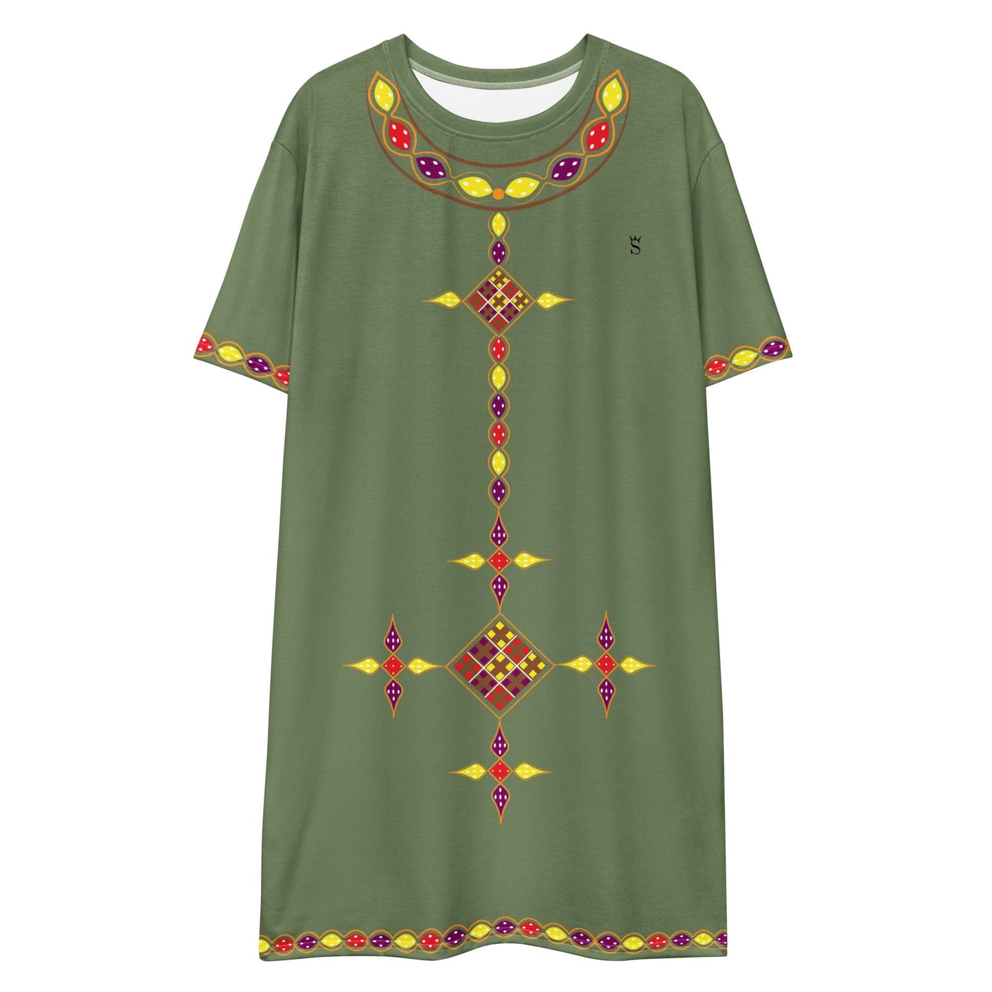 Habesha Modern Style T-shirt Dress Camouflage Green