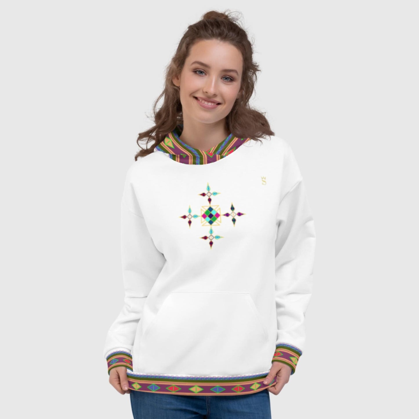 Habesha Modern Style Unisex Hoodie White