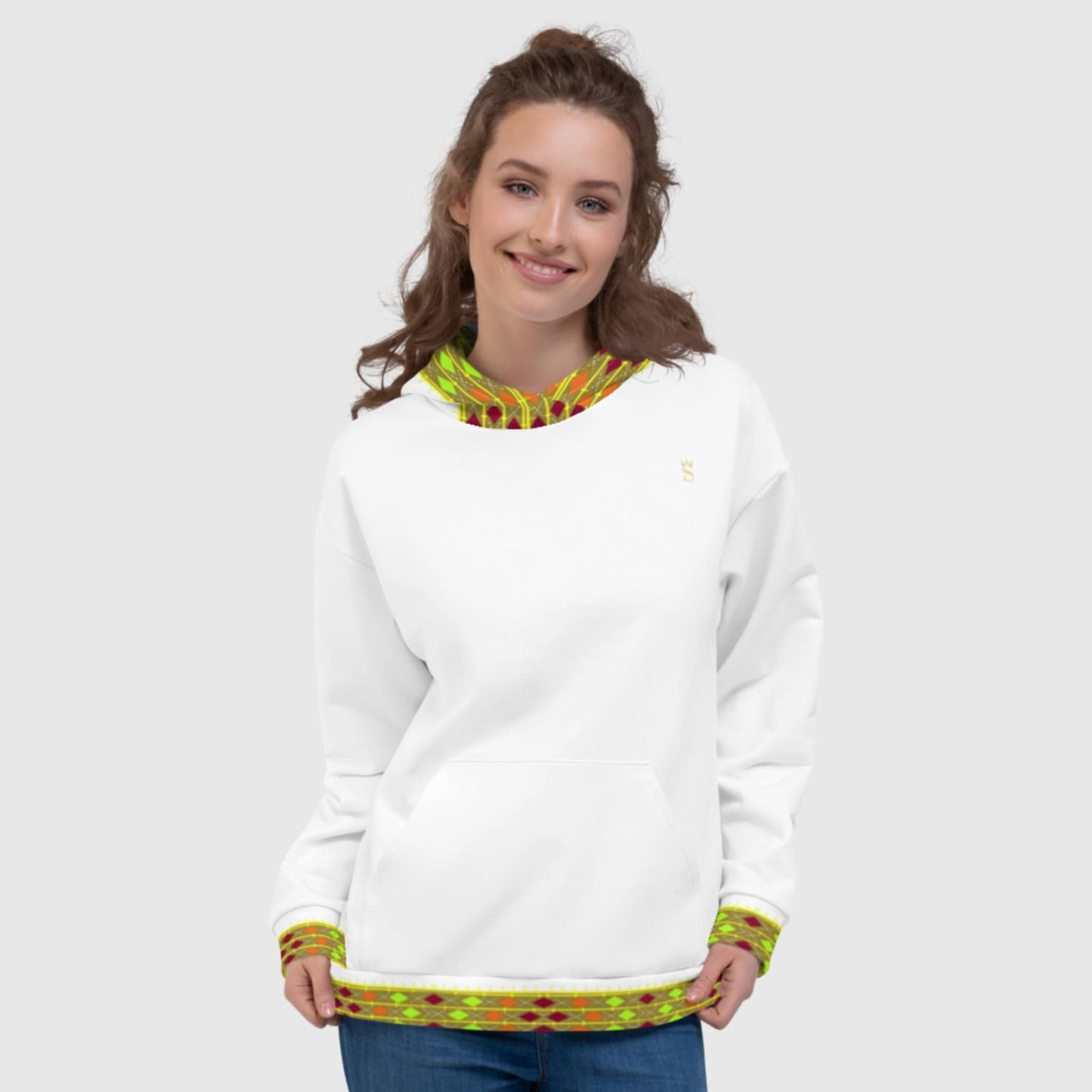 Habesha Modern Style Unisex Hoodie White