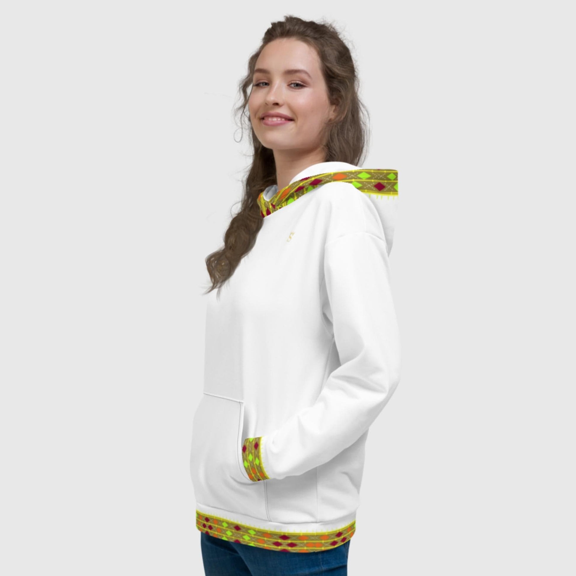 Habesha Modern Style Unisex Hoodie White