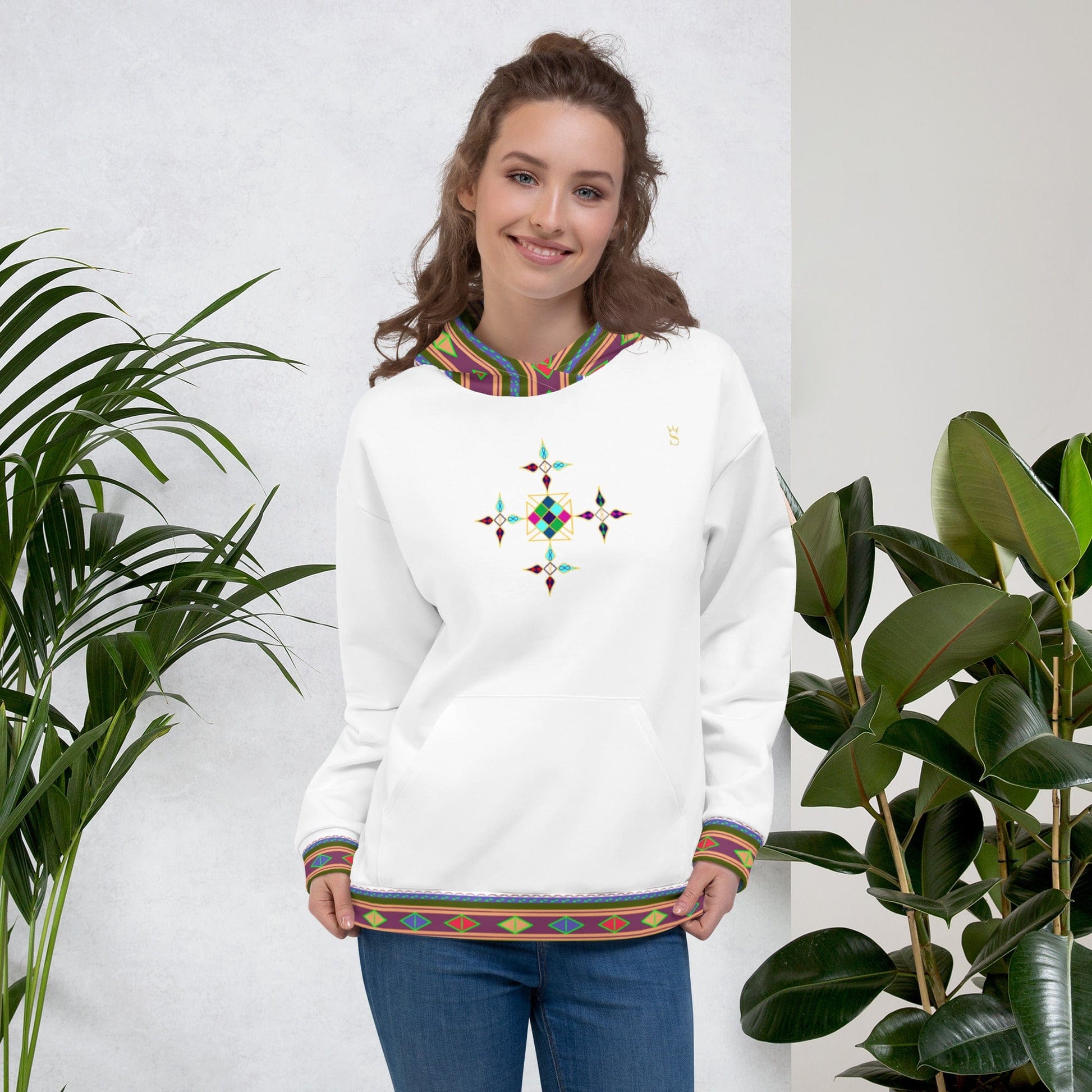 Habesha Modern Style Unisex Hoodie White