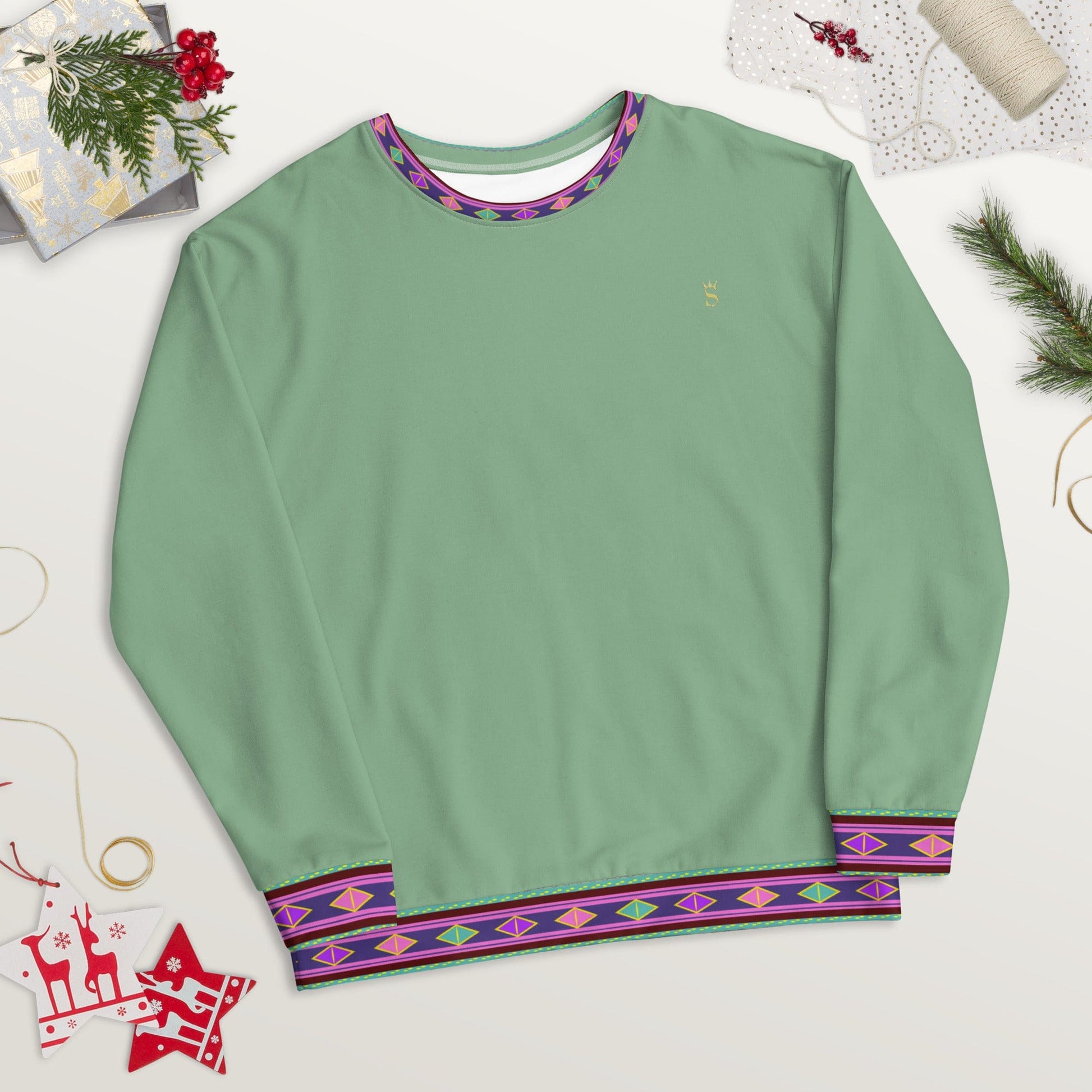 Habesha Modern Style Unisex Sweatshirt Dark Sea Green