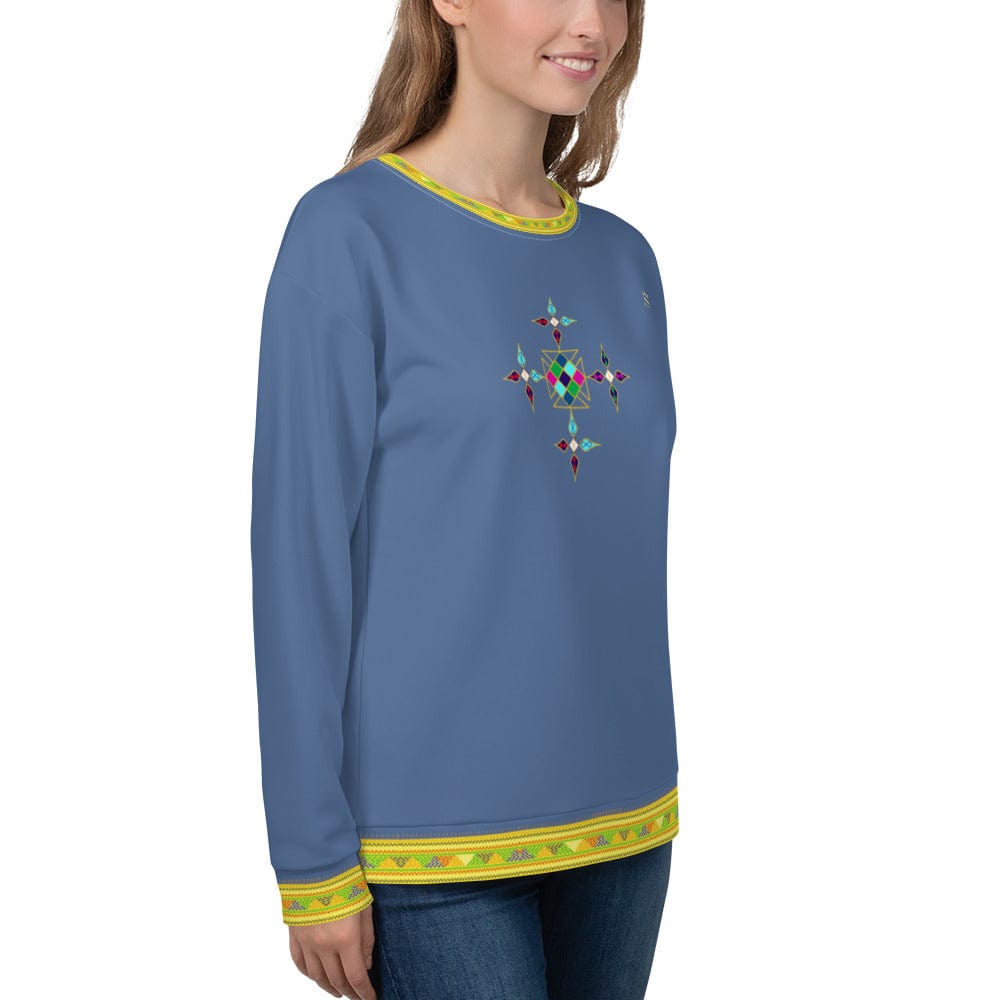 Habesha Modern Style Unisex Sweatshirt Kashmir Blue